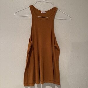 Free People Ribbed Tunic Tank Top Womens Orange Boho, Flowy,Grunge, Layering S